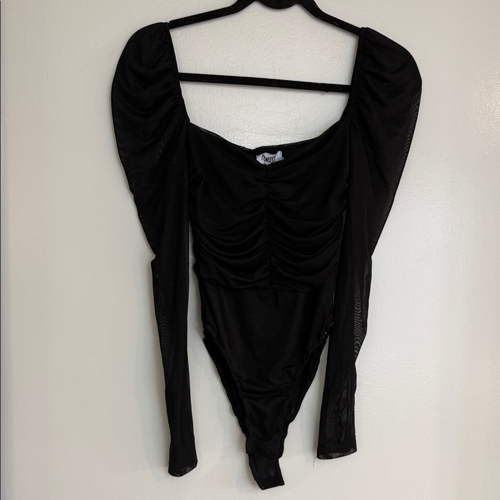 Princess Polly Black Ruched Long Sleeve Bodysuit